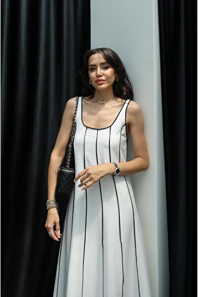 Havoş Φόρεμα Apolo Ecru Χοντρό λουράκι