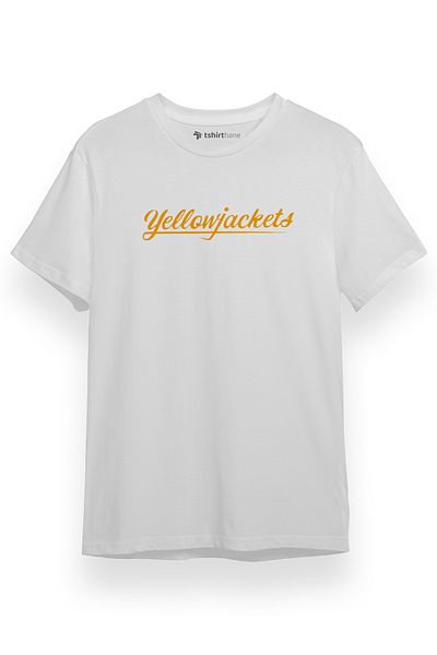 Tshirthane Yellowjackets Lettering Λευκό κοντομάνικο ανδρικό μπλουζάκι