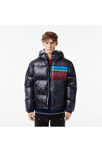 Lacoste Erkek Kapüşonlu Renk Bloklu Siyah Mont