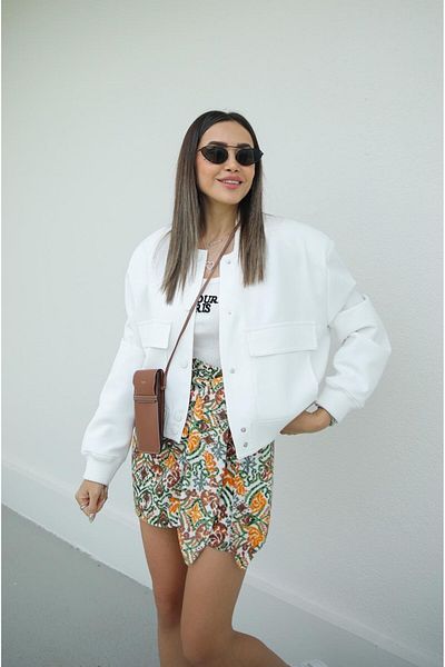 Havoş Εκρού Φαρδιά Τσέπη Bomber Jacket