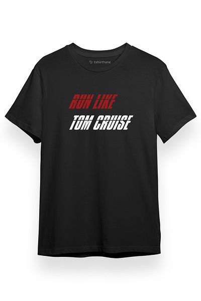 Tshirthane Mission Impossible Run Like Tom Cruise Μαύρο κοντομάνικο ανδρικό μπλουζάκι