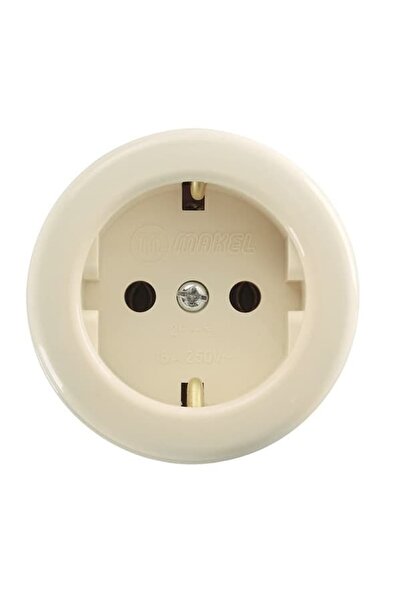 MAKEL Sıva Üstü Ankastre Topraklı Priz Krem Makel