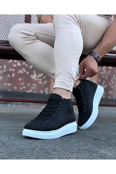 doremodam Sıkık Sneakers - Black Lace-Up Half Ankle Boots
