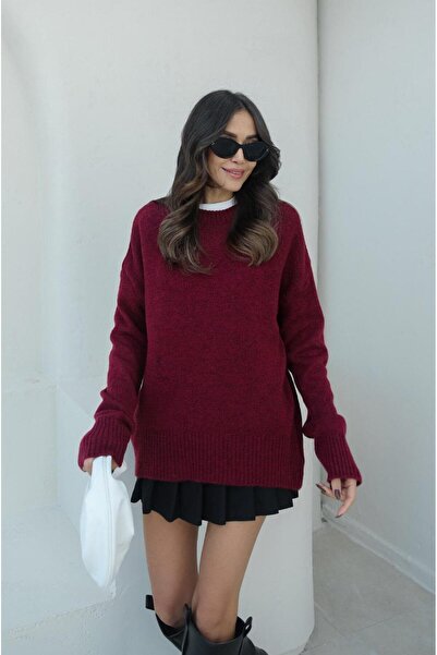 Havoş Дебел рипсен пуловер със слива