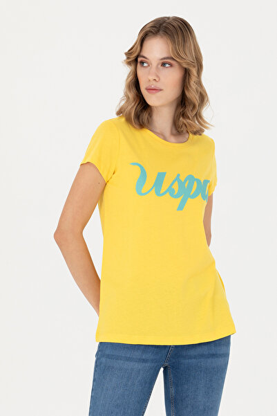 U.S. Polo Assn. Kadın Sarı Bisiklet Yaka Tişört 50265676-VR094