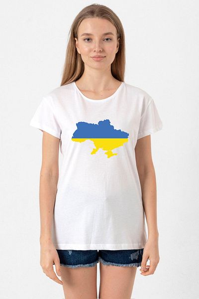 Tshirthane Women's White Bicycle Collar T-Shirt - Euro 24 Ukraine