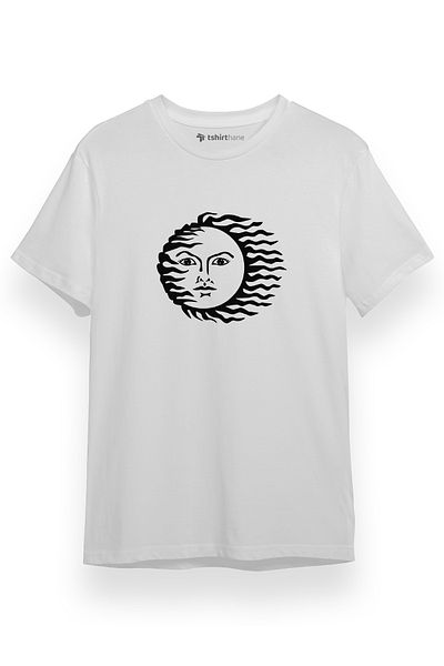Tshirthane Ανδρικό T-Shirt - Sun Icon Λευκό, κοντομάνικο