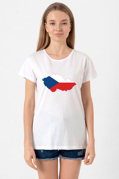 Tshirthane Women's White Bicycle Collar T-Shirt - Euro 24 Czech