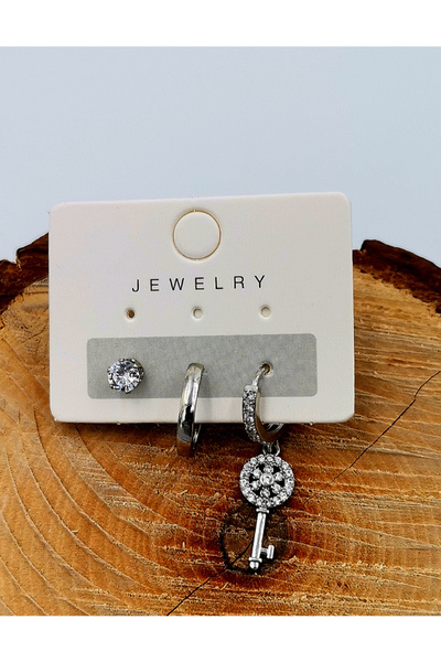 Monalisa Home مجموعة أقراط فاخرة ثلاثية من حجر الزركون مقاومة للتشويه