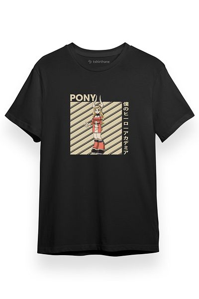Tshirthane Ανδρικό μπλουζάκι με κοντομάνικο μαύρο μπλουζάκι My Hero Academi Anime Pony