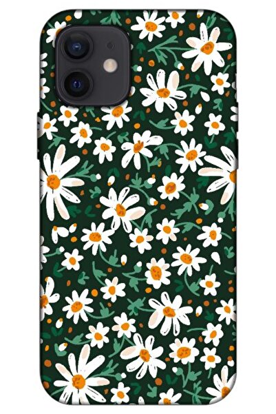 Dara Aksesuar حافظة سيليكون متوافقة مع هاتف ابل ايفون 12 زهور الربيع 4 (مطبوعة)