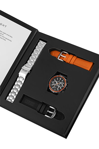 Daniel Klein Dk.1.13572.5 Exclusive Erkek Kol Saati Deri Silikon Metal Kordon Hediye Seti