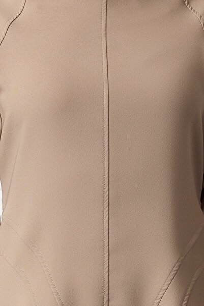 Trendyol Collection Λεπτομερές μίνι υφαντό φόρεμα με ραφές Mink A-line TWOAW25EL00124