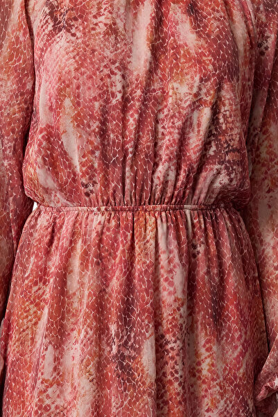 Trendyol Collection Winter Midi Dress - Tile Shawl Pattern, Guiped and Lined, Woven - Twoaw25El00142