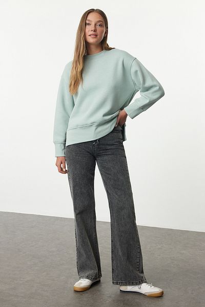 Trendyol Collection Mint Crew Neck Fleece Χοντρό εσωτερικό φούτερ - κανονική εφαρμογή Twoaw25sw00169