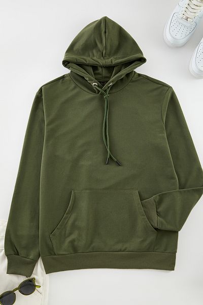 Edit by Trendyol Men's Hooded Khaki Sweatshirt - Regular Cut Tedaw25Sw00033