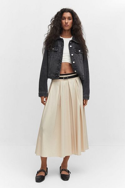 MANGO Jeansjacke mit Tasche