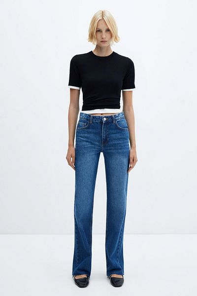 MANGO Wideleg Mid-Rise Jeans