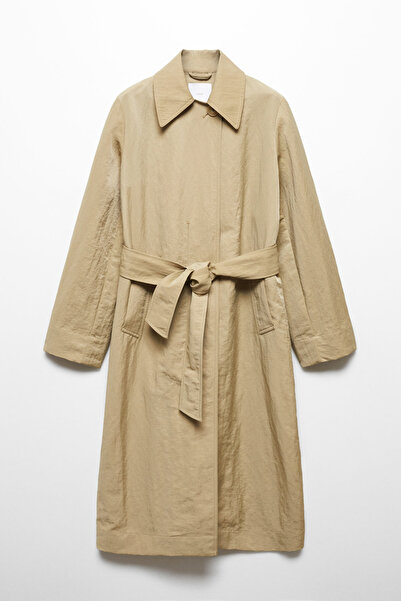 MANGO Woman Tekutý trenčkot s kravatou