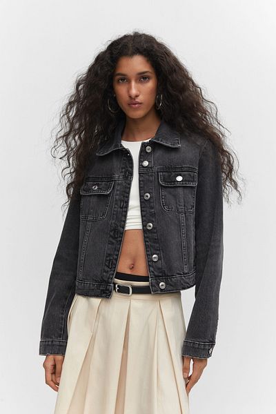 MANGO Jeansjacke mit Tasche