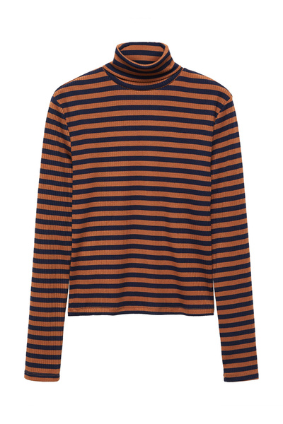 MANGO Kids T-shirt z golfem w paski