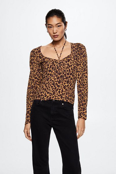 MANGO Woman Animal Print Blouse