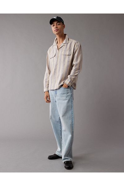 AMERICAN EAGLE AE Linen-Blend Mechanic Shirt U-2512-6256-201