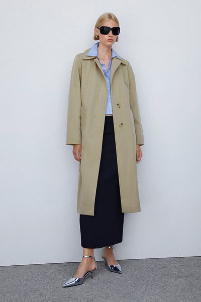 MANGO Trench coat fluid cu tie