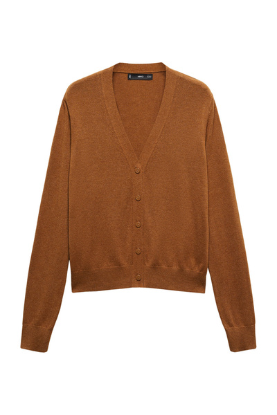 MANGO Pletený cardigan s výstřihem do V