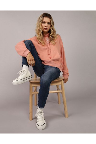 AMERICAN EAGLE Ae Logo Patterned Sweatshirt U-0452-2222-199