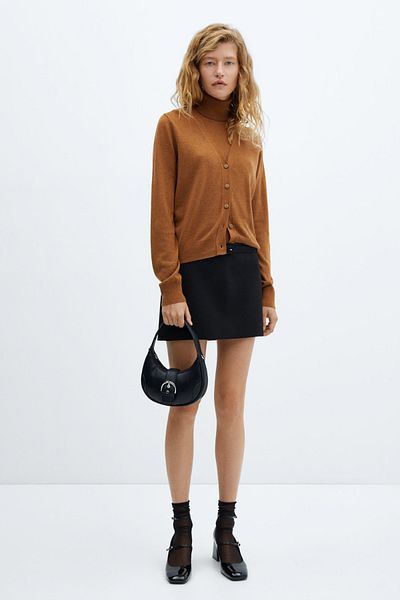 MANGO Pletený cardigan s výstřihem do V