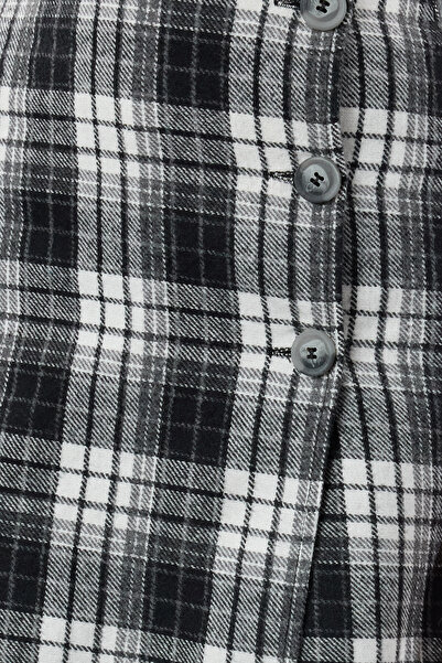 Trendyol Collection Kostkovaná antracitová minisukně – dvouřadá, tkaná, Twoaw21Et0589