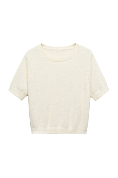 MANGO Pletený svetr z umělé kožešiny