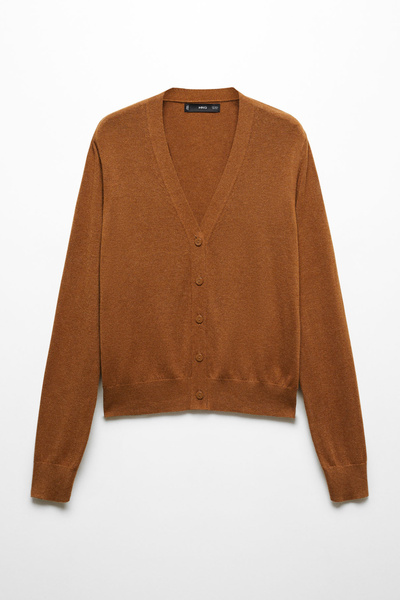 MANGO Pletený cardigan s výstřihem do V