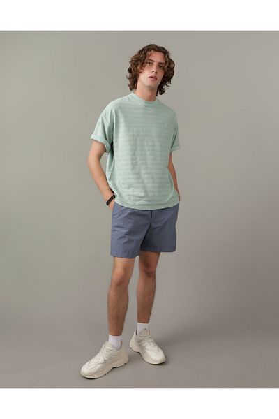 AMERICAN EAGLE تي شيرت AE مخطط كبير الحجم - U-1164-3634-342