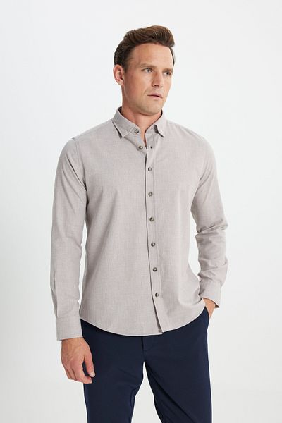 ALTINYILDIZ CLASSICS Zimní pánská košile - Slim Fit, Slim Fit, límeček na knoflíky, Oxford Flanel
