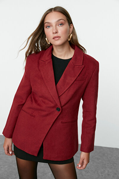 Trendyol Collection Jachetă blazer cu cusături bordeaux TWOAW25BC00011