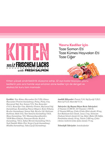 Nutri Feline Kitten Taze Somonlu ve Glutensiz Yavru Kedi Maması 2 kg