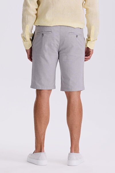 Jakamen Gray Comfort Fit Linen Textured Relaxed Cut Cotton Shorts