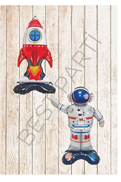 BEST PARTİ DOĞUM GÜNÜ PARTİ SÜSLERİ Space Standing Astronaut and Rocket Foil