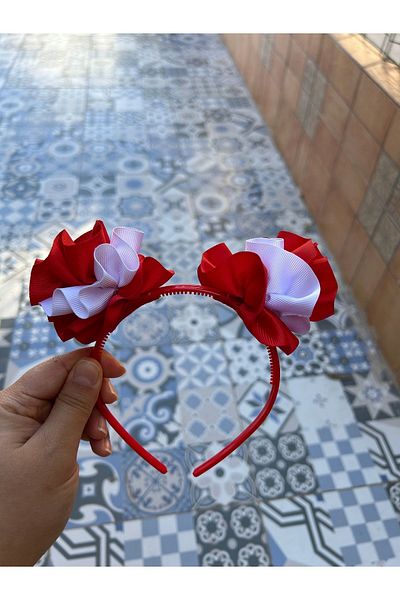 Melo 23 April Red White Children's Crown with 2 Ear Ruffles