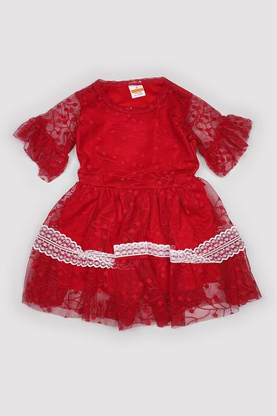 Peki Girl's Summer Dress - 5-Piece Skirt, 4-Piece Lace, Polyester Polka Dot Skirt, Garnished Gift Dress 14844