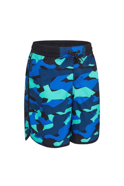 Decathlon Çocuk Yüzme Şortu - Mavi / Kamuflaj Deseni - 500