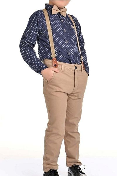 By Terry Boy's Navy Blue Oxford Shirt Bow Tie Suit