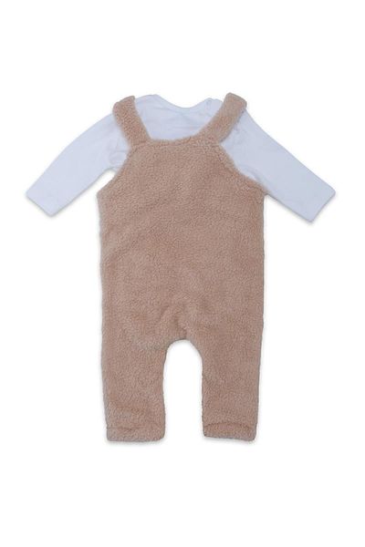Bebelop Unisex Teddy Bear Plush Salopet Seasonal Cotton Combed Cotton 2-Piece Set