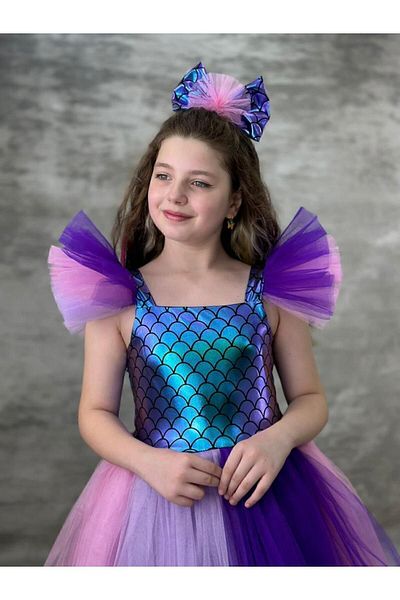 Pumpido Mermaid Sequin Patterned Kids Costume Evening Dress