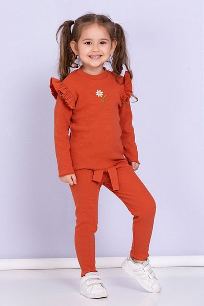 JOJOBAMBİNO Baby Girl Child Daisy Ribbed Camisole Long Sleeve Tights 2 Piece Set