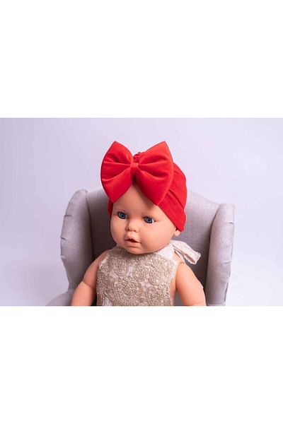 dilek süsleme Baby Bonnet with Red Bow