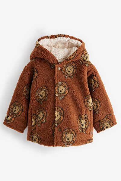 Next Baby Unisex Cotton Brown Lion Patterned Hooded Jacket