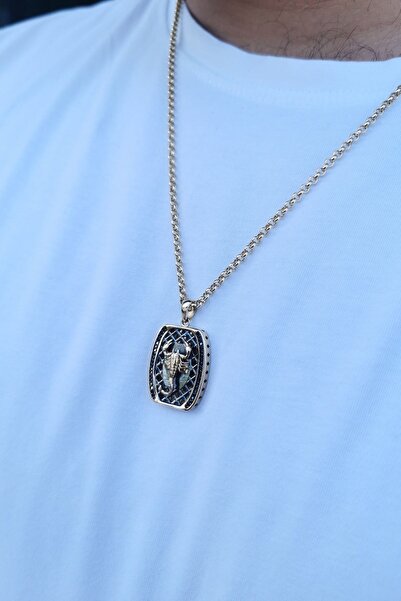 Utku Kuyumculuk 14 AYAR DOC ZİNCİRLİ ÖZEL TASARIM AKREP KOLYE UÇLU İTALYAN ALTIN KOLYE